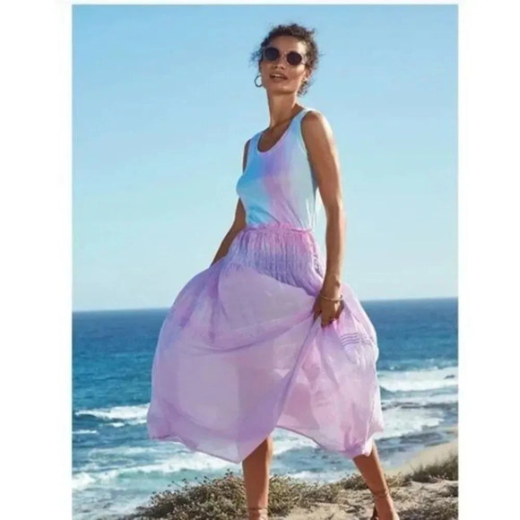 Johnny Was Pink Tie Dye Charlotte Midi Skirt L - Picture 1 of 7